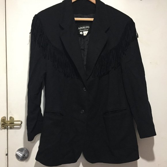 VINTAGE ADOLFO FRINGE TASSEL JACKETS SIZE 16 - Picture 2 of 7